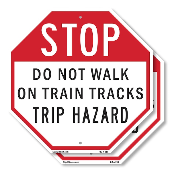 Signmission Stop Do Not Walk on Train Tracks Tr, 6 inch X 6 inch, Plastic Sign, 2PK OC-P-2PACK-6-211 - main
