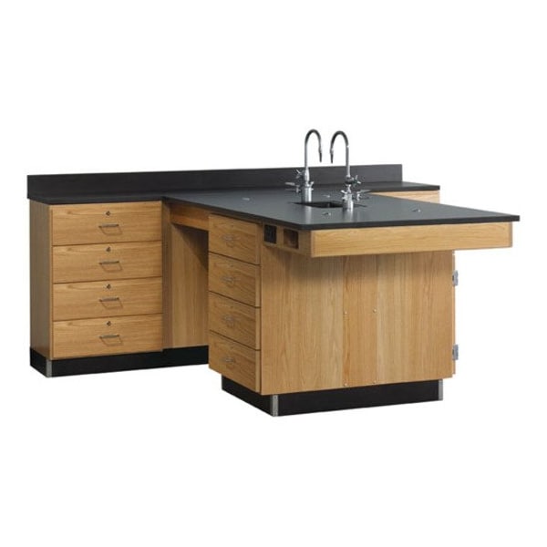 Diversified Spaces Perimeter Workstation, Oak, Wood Frame, 90 in W, Red 2846K - main