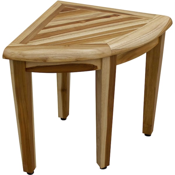 Homeroots 23" Natural Teak Corner Shower Bench 376731 - main