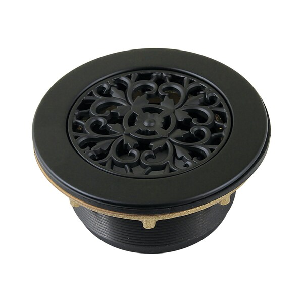 Kingston Brass 4-1/4" Brass Round Grid Shower Base Drain with Flange, Matte Black BSFT4130 - main