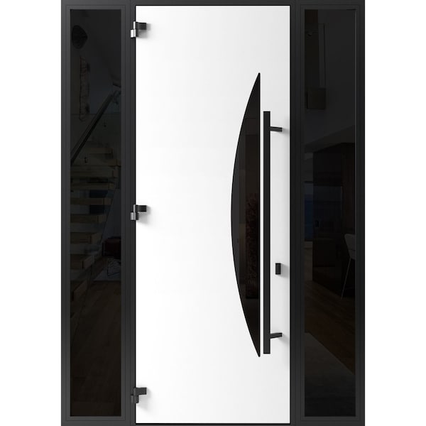 Vdomdoors Front Exterior Prehung Steel Door Ronex1077 Teak 96 2 Sidelight Exterior Windows Sidelites Entry RONEX1077EXD-OAK-W14+36+14xH96-RH-I - main