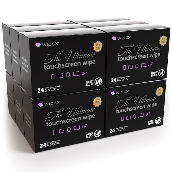 Wipex Plastic-Free Touchscreen Wipes 24ct Box, Individual Sachets 288 Wipes, Soft Plant-Based Cloth, 12PK WX30042TO24L-12 - main