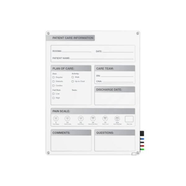 Ghent 24''H x 18''W Patient Room Graphics Glassboard w/ Stand-Offs, Round Corners, Non-Magnetic GRPHMYRN11P-18 - main