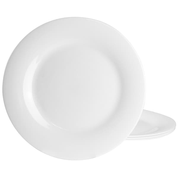 Gibson Ultra Farthington 4 Piece Tempered Opal Glass Dinner Plate Set in White 135277.01 - main
