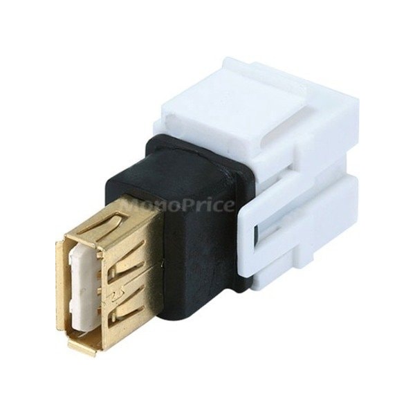 Monoprice Datacom Jack, USB2.0A(F/F), Flush, Wht 6561 - main