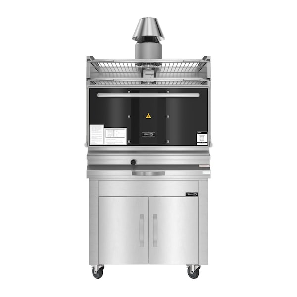 Koolmore 35.04 inch Stainless Steel Professional Charcoal Oven With Warming Racks And Bottom Cabinet KM-CHO35-SS-TRB - main