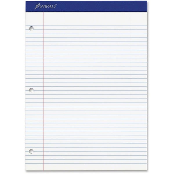 Ampad/ Of Amercn Pd&Ppr Ampad, DOUBLE SHEET PADS, MEDIUM/COLLEGE RULE, 8.5 X 11.75, WHITE, 100 SHEETS 20323 - main