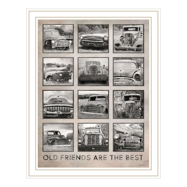 Homeroots Old Friends Cars Are The Best White Framed Print Wall Art 530007 - main
