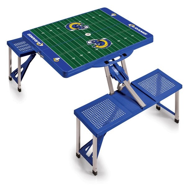 Picnic Time Family Of Brands Los Angeles Rams - Football Field - Picnic Table Portable Folding Table with Seats, (Royal Blue) 811-00-139-335-2 - main
