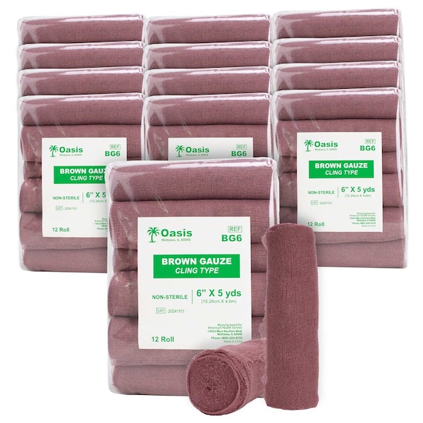 Oasis Brown Gauze Rolls 6"x5 Yards, 144PK BG6 - main