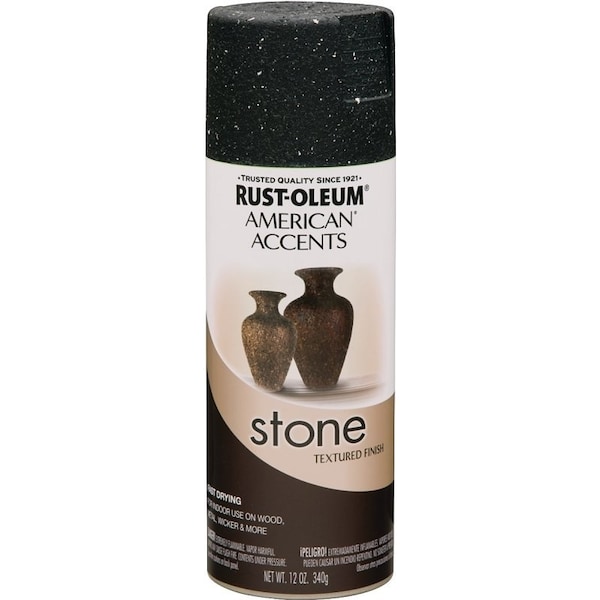 Rust-Oleum Stone Texture Spray Paint, Solvent, Black Granite, 12 oz, Can 7991830 - main