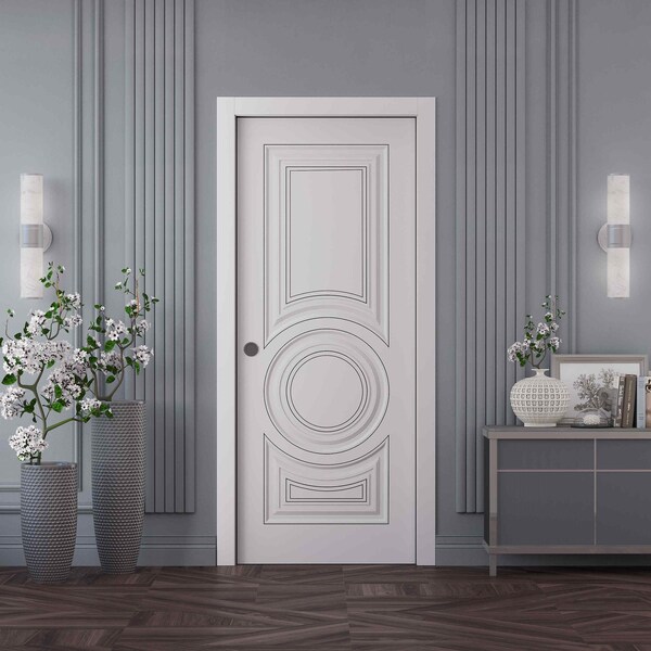 Sartodoors Sliding Pocket Door 30x84 inches White Solid Core Modern Interior ROYAL9855PD-EMAL-3084 - main