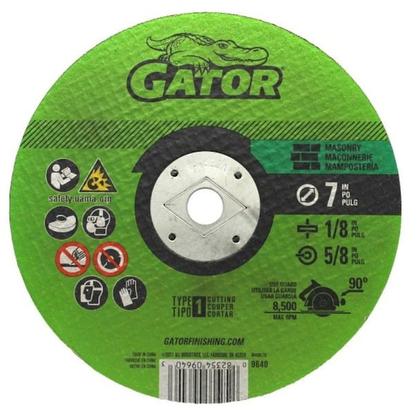 Ali Gator Cut-Off Wheel, 7 in Dia, 1/8 in Thick, 5/8 in Arbor 9640 - main