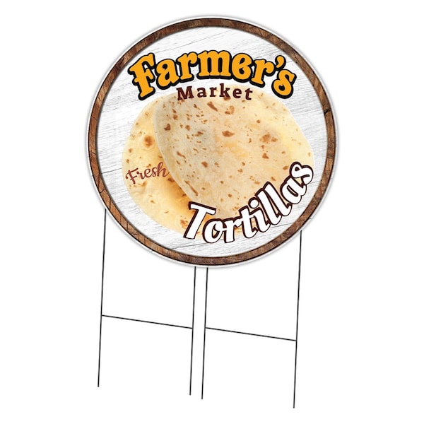 Signmission Farmers Market Tortillas Double Sided Corrugated Plastic Circle Yard Sign, C-36-CIR-DS-WS-Tortillas C-36-CIR-DS-WS-Tortillas - main
