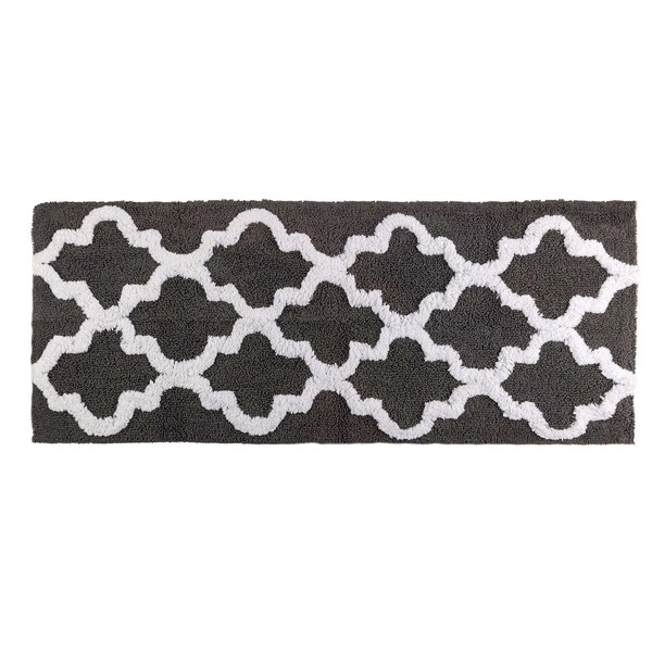Lavish Home Bathroom Rug Long Non Slip Bath Mat with Trellis Pattern Extra Soft Absorbent Cotton Bath Mat Runner 67-0029-CH - main