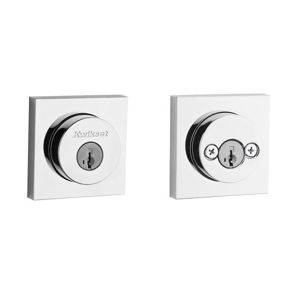 Kwikset Halifax Square Rose Double Cylinder Deadbolt SmartKey with 6AL Latch and STRKP Strike Pack 159SQT-26S.STRKP - main