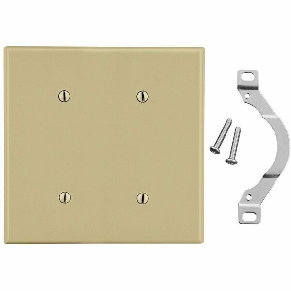 Hubbell Wiring Device-Kellems Wallplate, 2-Gang, 2 Strap Mount Blank, Ivory P24I - main