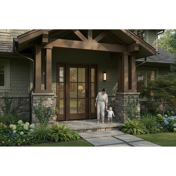 Doornmore G106, 65.25" x 82" ( 36" Door + 2x12" Side) Left Hand, Mahogany SDL 6 Lite Exterior Door G106-SW-3680-G103-SL_1-2_LI - main