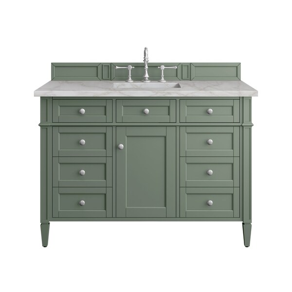 James Martin Vanities Brittany 48'' S Vanity, Smokey Celadon w/ Victorian Sil Top w/FreePower Wireless Charger 650-V48-SC-FVSL - main