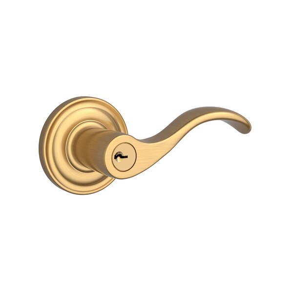 Baldwin Entry Curve Lever and Traditional Round Rose with 6AL Latch and Dual Strike Lifetime Satin ENCURTRR044 - main