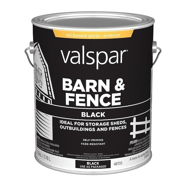 Valspar Exterior Paint, Oil, Gloss, Black, 1 gal, 400 sq-ft/gal Coverage Area 009.0000703.007 - main