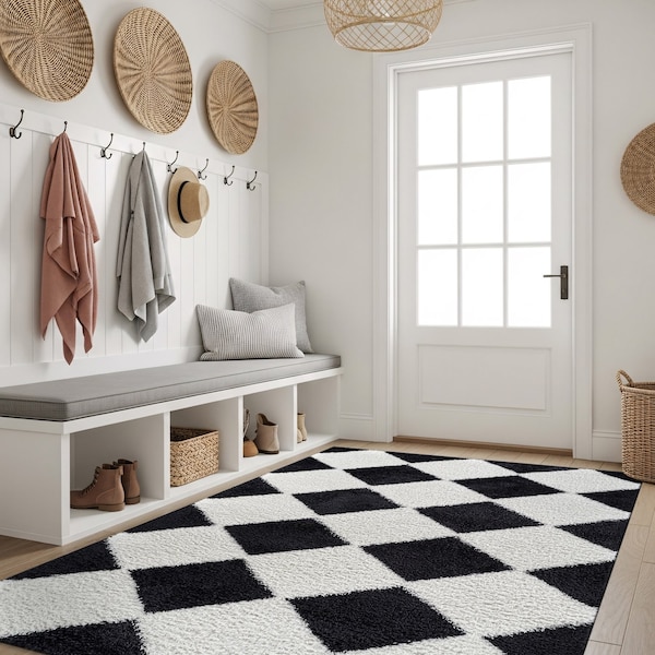 World Rug Gallery Diamond Pattern Shag Area Rug 4 ft x 6 ft Anthracite WR123ANTHRACITE4X6 - main