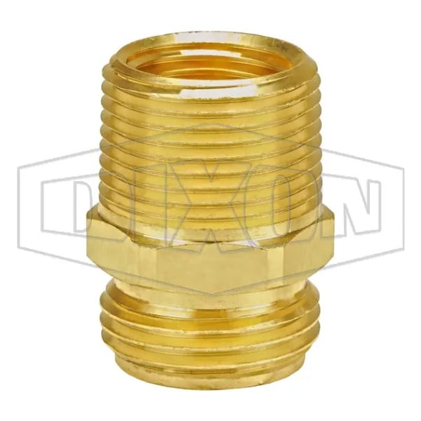 Dixon Garden Hose Adapter, 3/4-11-1/2 x 3/4-14 x 1/2 in, Male Garden Hose Thread x MNPT x FNPT, 34 to 195Deg 5141212CLF - main