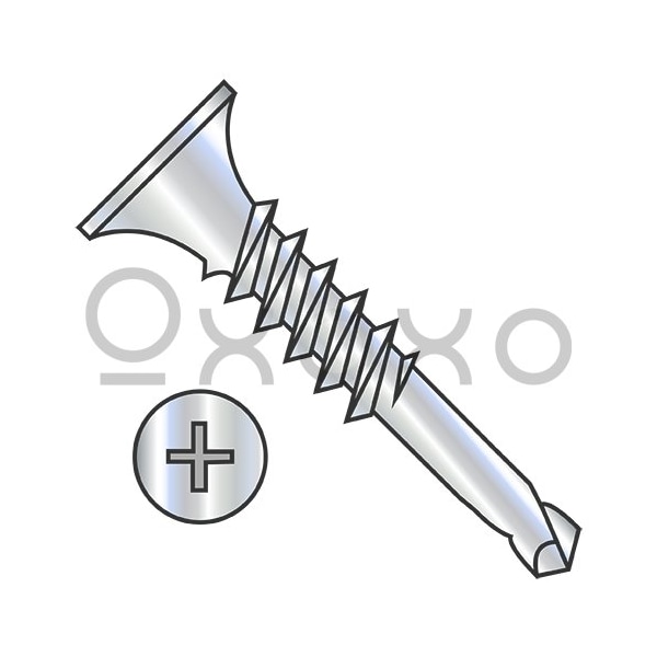 Oxoxo 8-18X2 Phillips Bugle Head Self Drill Screw Full Thread Pilot Point Zinc Bake, 2000PK 606837 - main