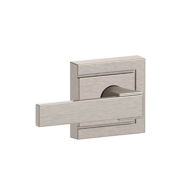 Schlage Residential Northbrook Lever with Upland Rose Passage Lock with 16080 Latch and 10027 Strike Satin Nickel F10NBK619ULD - main