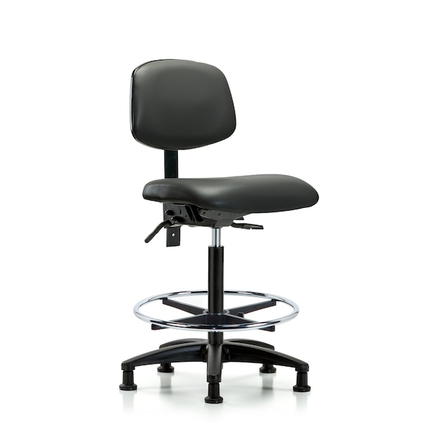 Blue Ridge Ergonomics Vinyl Chair, High Bench, Foot Ring, Glides, Carbon BR-VHBCH-RG-T0-A0-CF-RG-8823 - main