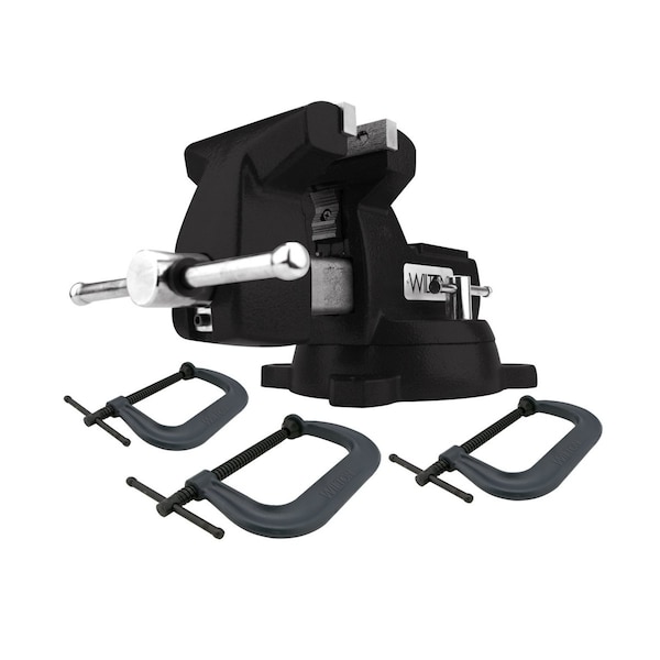 Wilton Holding Strong Kit with Black 746 Mechanics Vise and 3 pc. 402/404/406 C-Clamp Set, WL9-21500K - main
