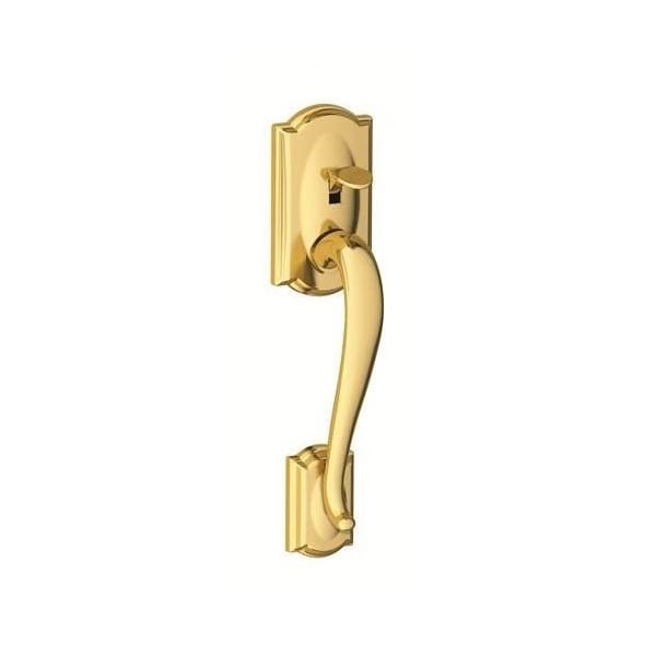 Schlage Residential Left Hand Camelot with Accent Lever Bottom Half Handleset with 16080 Latch and 10063 Strike FE285CAM505ACCLH - main