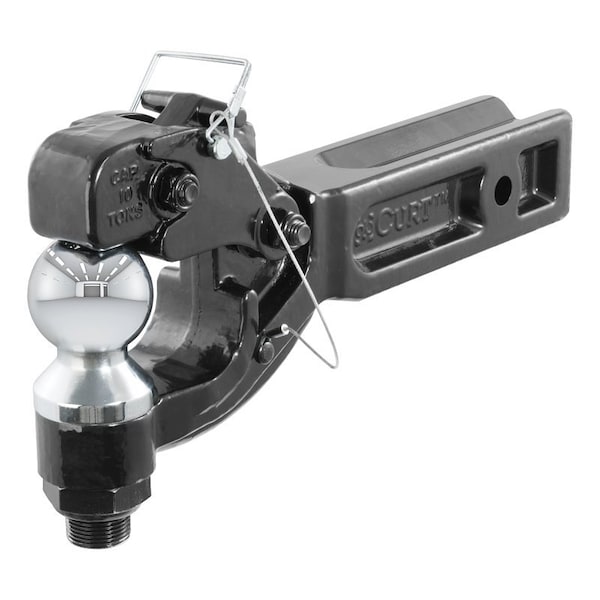 Curt Receiver-Mount Ball and Pintle Hitch, Class 5 Hitch, 3 in Dia Hitch Ball, Steel, Powder-Coated 48012 - main