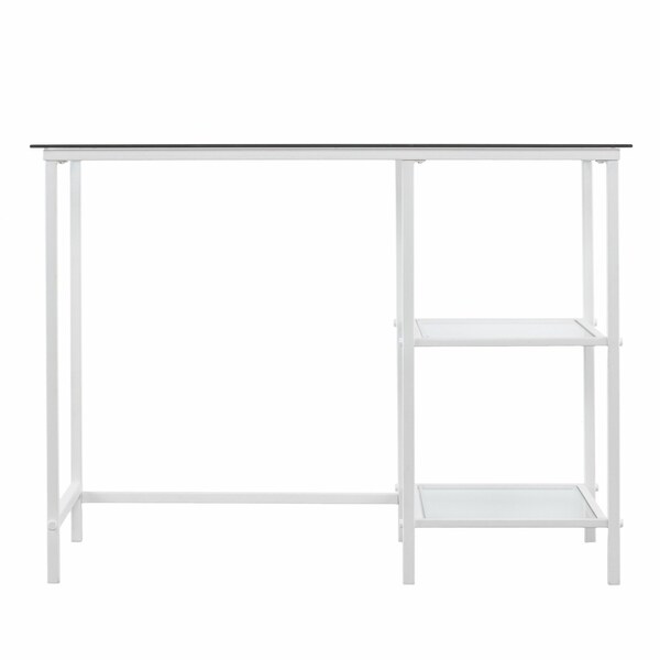 Homeroots 42" Clear and White Glass Writing Desk 402045 - main