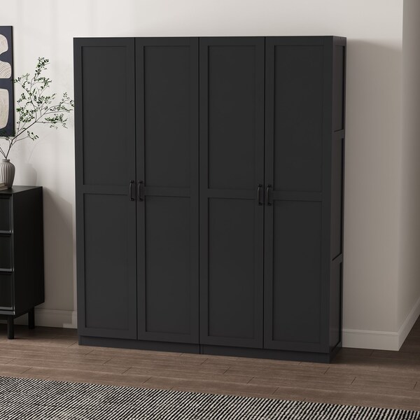 Manhattan Comfort 2-Piece Cornelia Storage Closet 1.0 and 2.0 in Black 2-23BC-BK - main