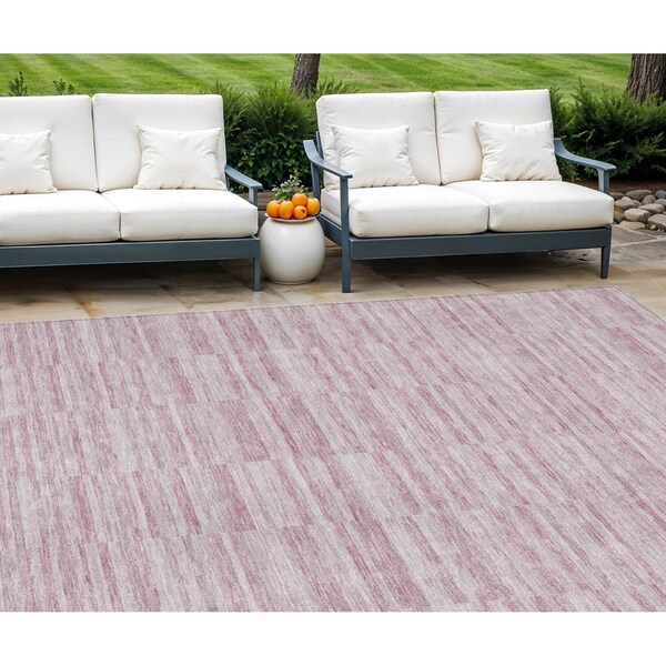 Homeroots 10' X 14' Blush Pink And Beige Striped Washable Indoor Outdoor Area Rug 587949 - main