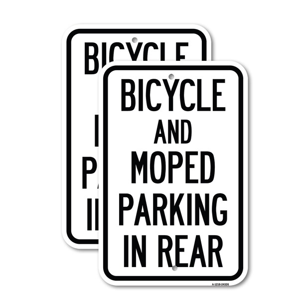 Signmission Bicycle and Moped Parking in Rear, 12'' X 18'' 2 Signs, Heavy Gauge Aluminum, 2PK A-1218-2PACK-24326 - main