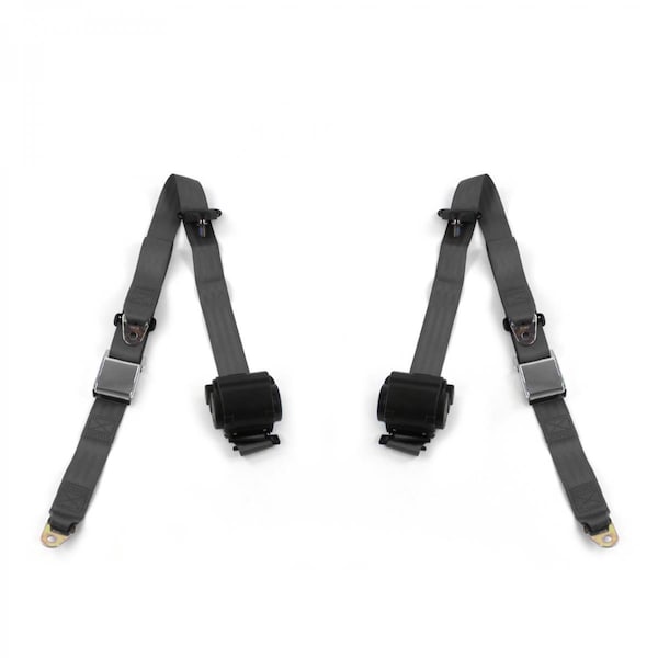 Geared2Golf 3 Point Airplane Retractable Bucket Seat Belt Kit with 2 Belts for 1955-1959 Chevy Truck, Charcoal GE2250609 - main
