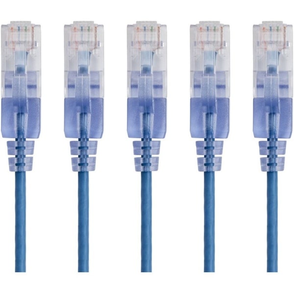 Monoprice Slim Cat6A Cable, 5 Pack, 5 ft.Blue 15134 - main