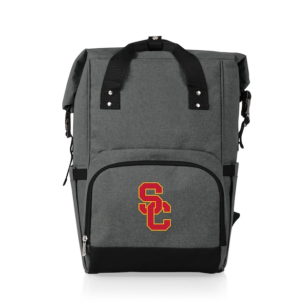 Picnic Time Family Of Brands NCAA USC Trojans On The Go Roll-Top Backpack CoolerHeathered Gray 616-00-105-096-0 - main