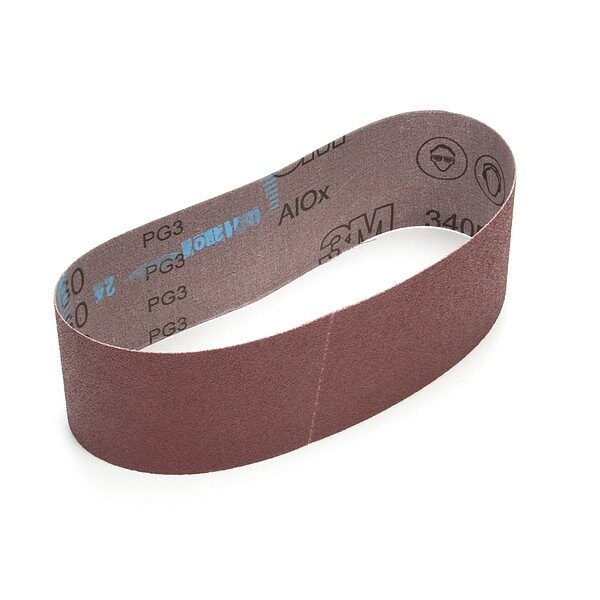 3M Sanding Belt, 3 in W, 21 in L, Coated, Aluminum Oxide, 80 Grit, Not Applicable, 340D, Brown 60440211492 - main