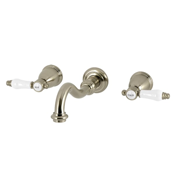 Kingston Brass Double-Handle Wall Mount Bathroom Faucet, Brushed Nickel KS3128BPL - main