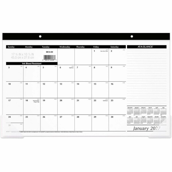 At-A-Glance At a Glance AAGSK1400 Compact Monthly Desk Pad; Black SK14-00 - main