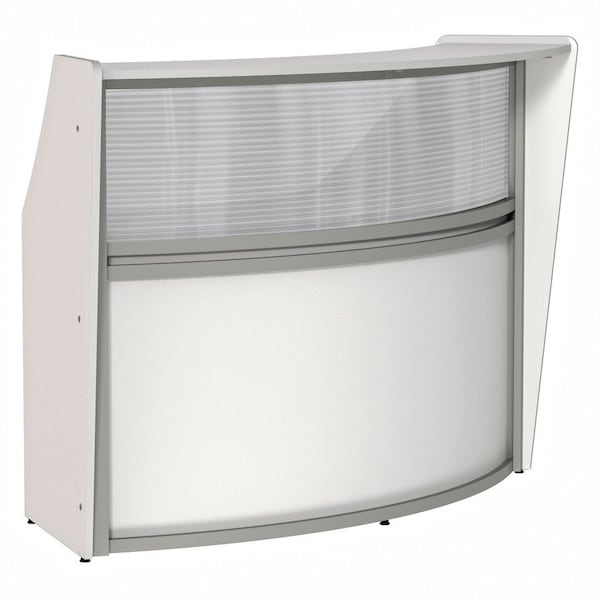 Linea Italia Curved Reception Desk with Counter, Clear Panel, 72 inW x 32 inD, White ZUS310 - main