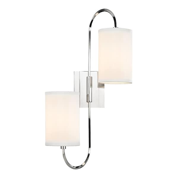 Hudson Valley Lighting Junius 2 Light Wall Sconce 11.75 In. Polished Nickel 9100-PN - main