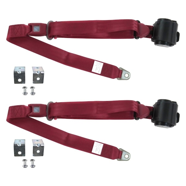Geared2Golf Burgandy Retractable Bucket Seat Belt Kit for 1941-1946 Chevy Truck Standard 3 Point - 2 Belts GE2252222 - main