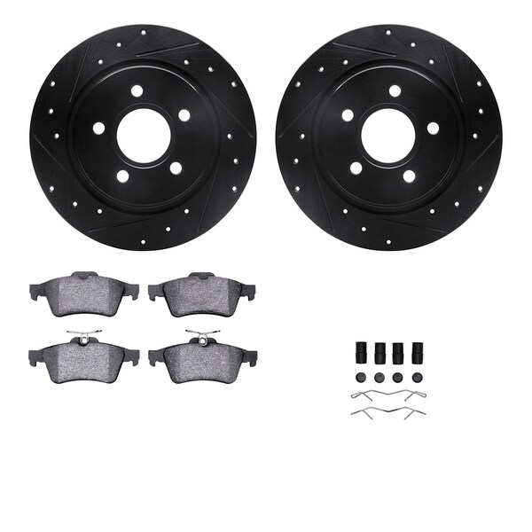 Dynamic Friction Co DFC Rotors-Drilled & Slotted-Black w/ EURO 5000 Ceramic Brake Pads Incl Hdw 8612-27035 - main