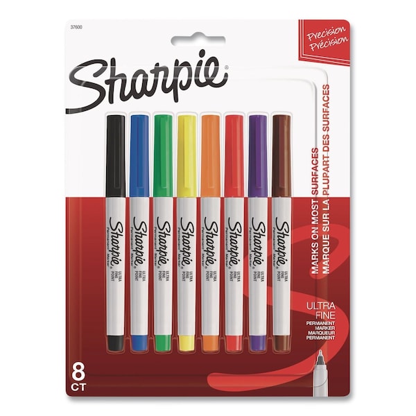 Sharpie Ultra Fine Tip Permanent Marker, Ultra-Fine Tip, Assorted Colors, 8PK 37600PP - main