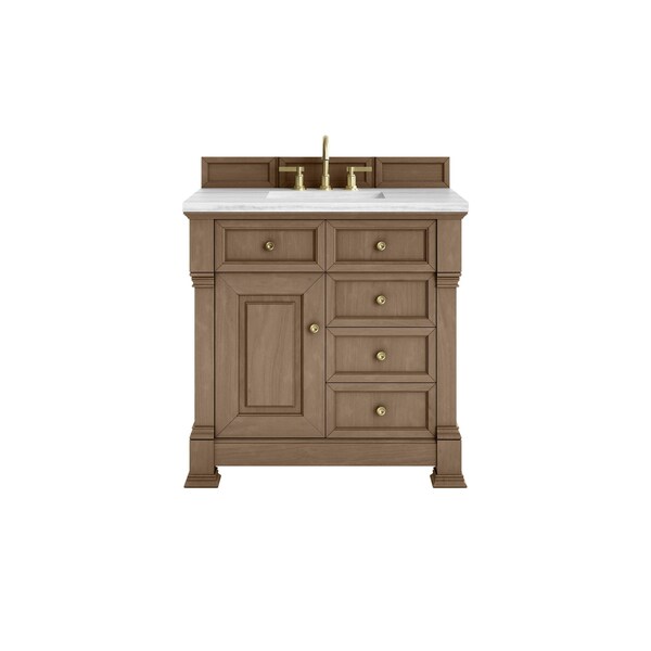 James Martin Vanities Brookfield 36 in. Single Vanity, Pecan w/ 3 CM Arctic Fall Solid Surface Top 547-V36-PCN-3AF - main