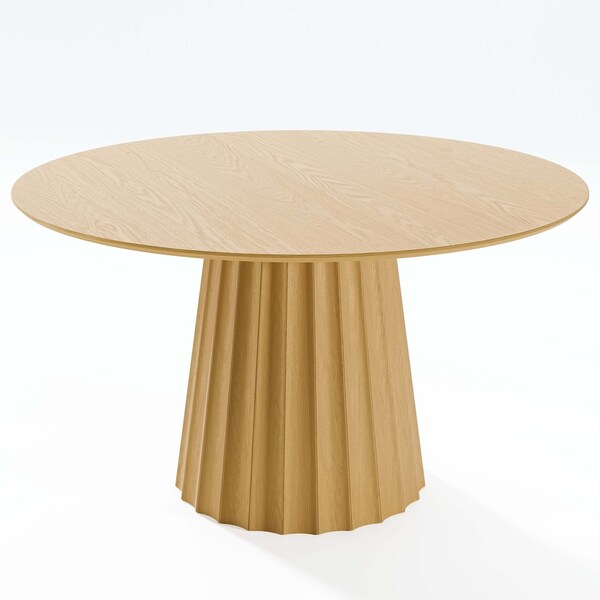 Homeroots 52" Brown Solid Wood Pedestal Base Round Top Dining Table 721024 - main